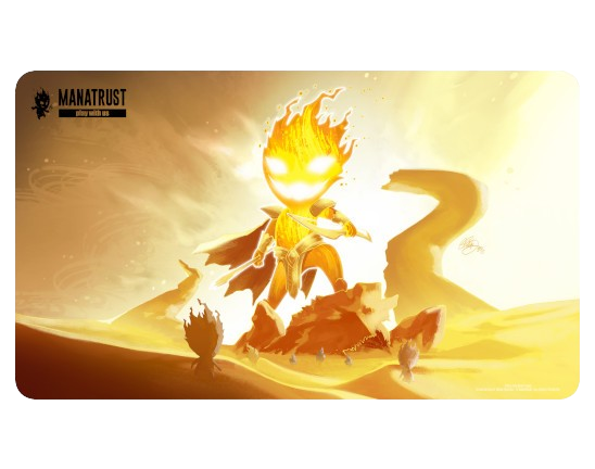 Playmat - Firey, The New Dawn - Black Logo - ManaTrust Lifestyle